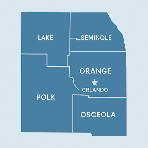 Map of Central Florida counties served